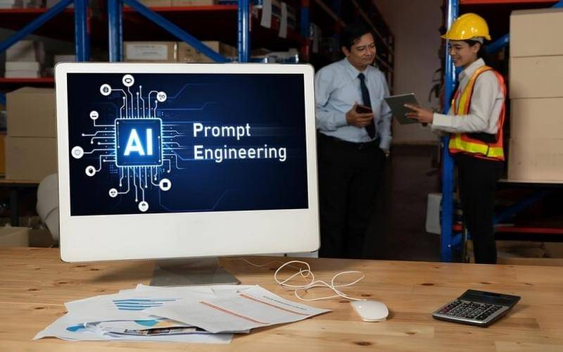 ilustrasi seseorang bekerja sebagai AI Prompt Engineer