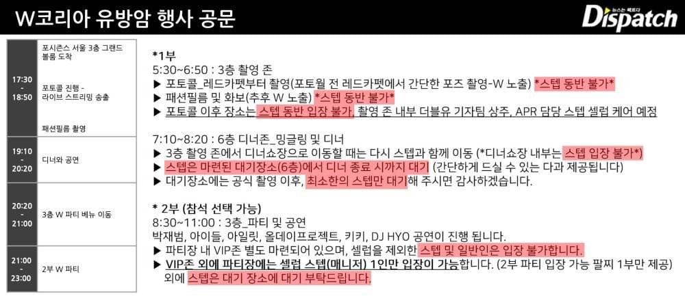 rundown W Party Korea Selatan (dispatch.co.kr)