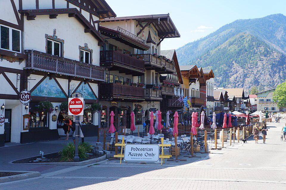 Pedestrianized street in Leavenworth, Washington