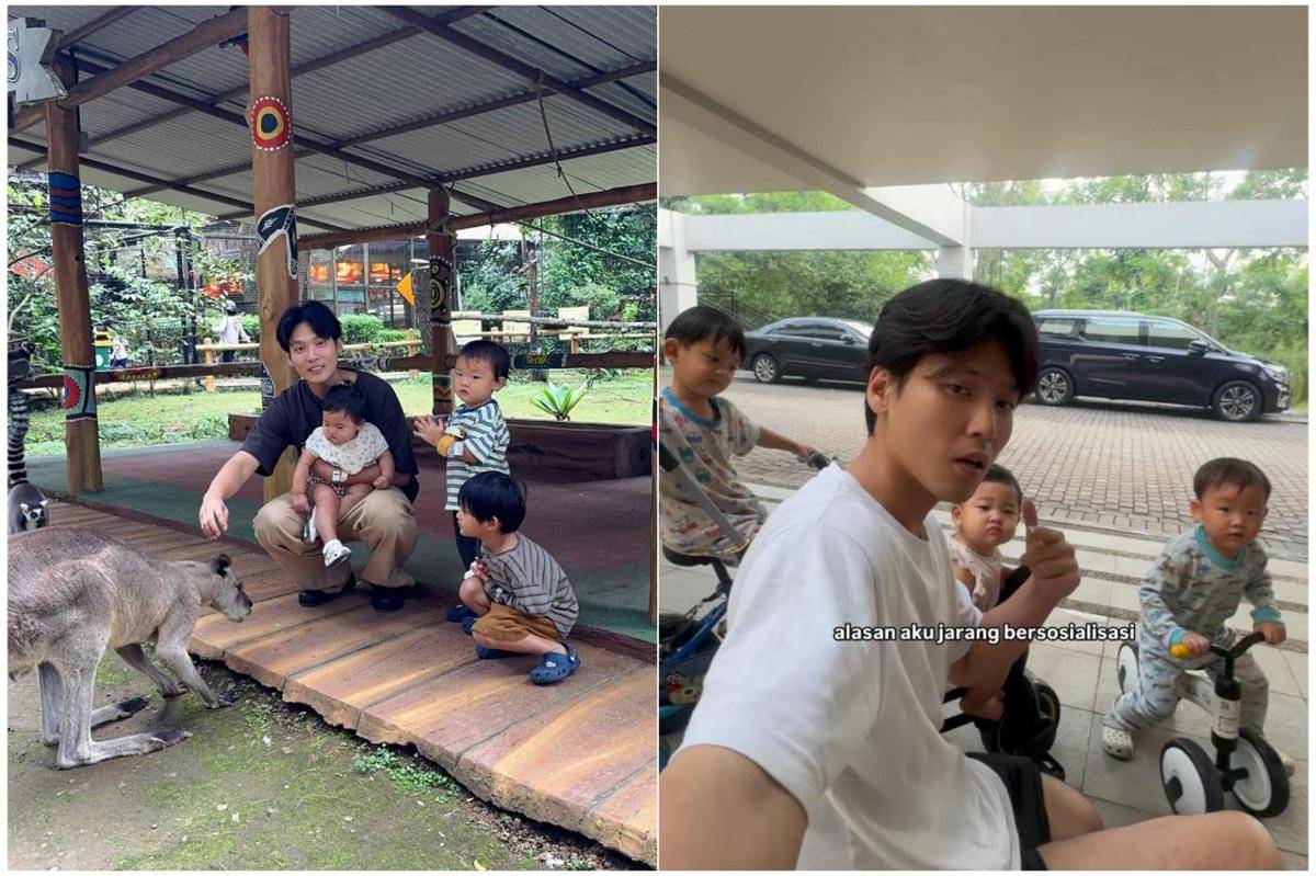 potret kedekatan Na Daehoon dan ketiga anaknya