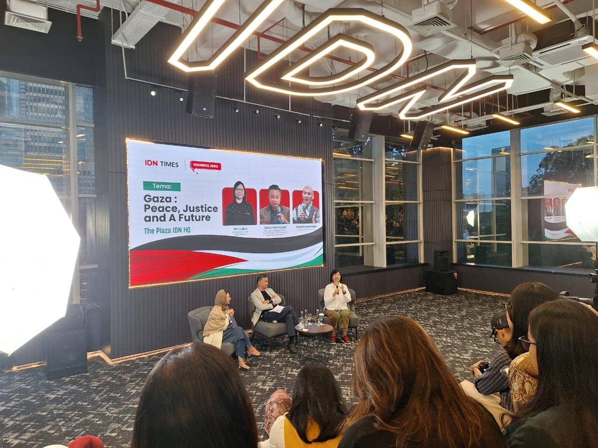 Ngobrol Seru bareng IDN Times dengan tema "Gaza: Peace, Justice, and A Future" di The Plaza IDN HQ, Kamis (16/10/2025).