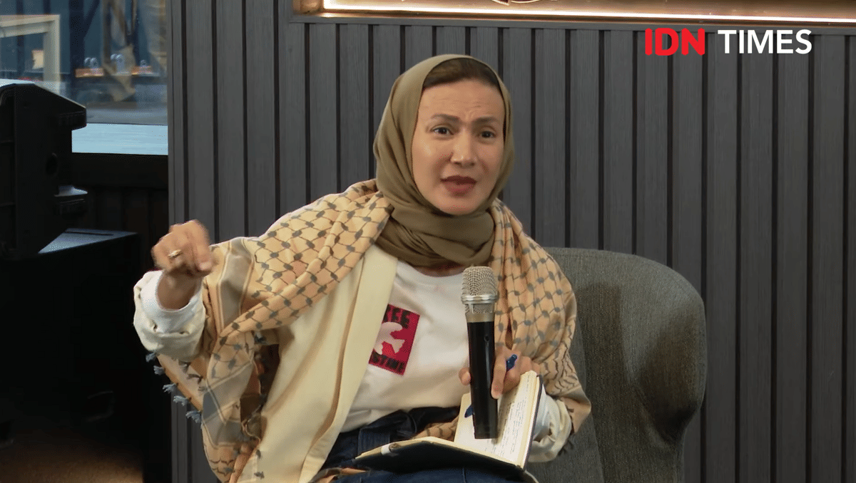 potret Wamda Hamidah di Ngobrol Seru Spesial : Gaza: Peace, Justice and A Future