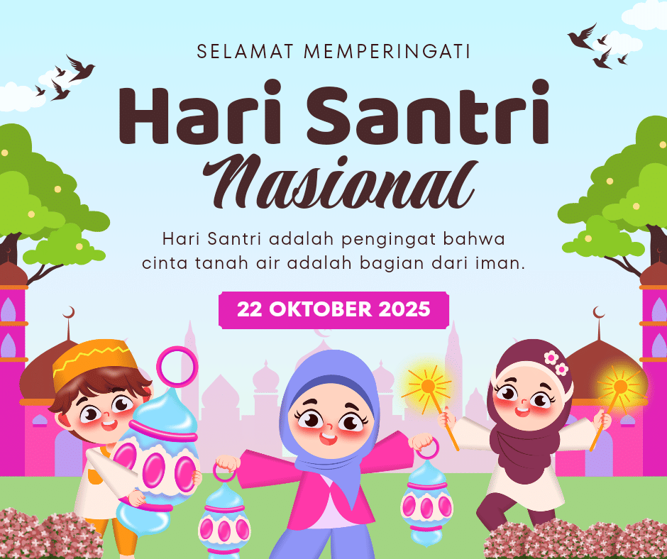 Pink Warna Warni Ceria Ucapan Selamat Hari Santri Nasional Konten