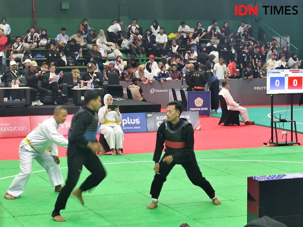 Pesilat Lampung, M. Wildan saat bertanding di PON Beladiri Kudus. (IDN Times/Muhaimin)