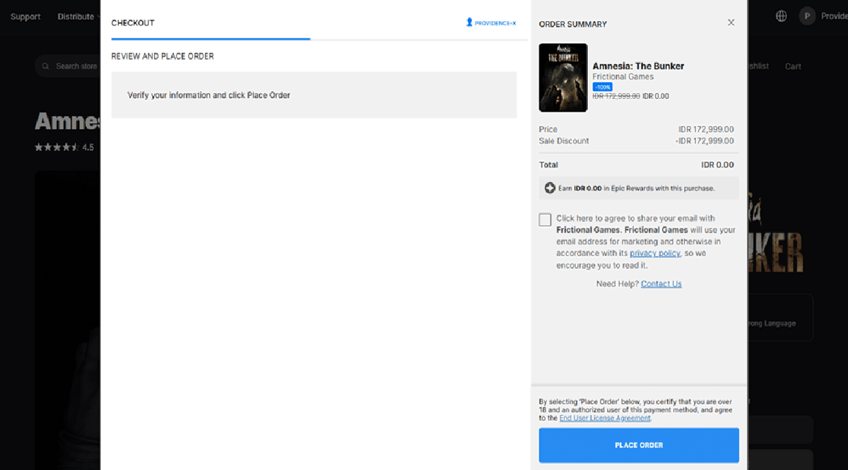 tampilan klaim game di Epic Games Store