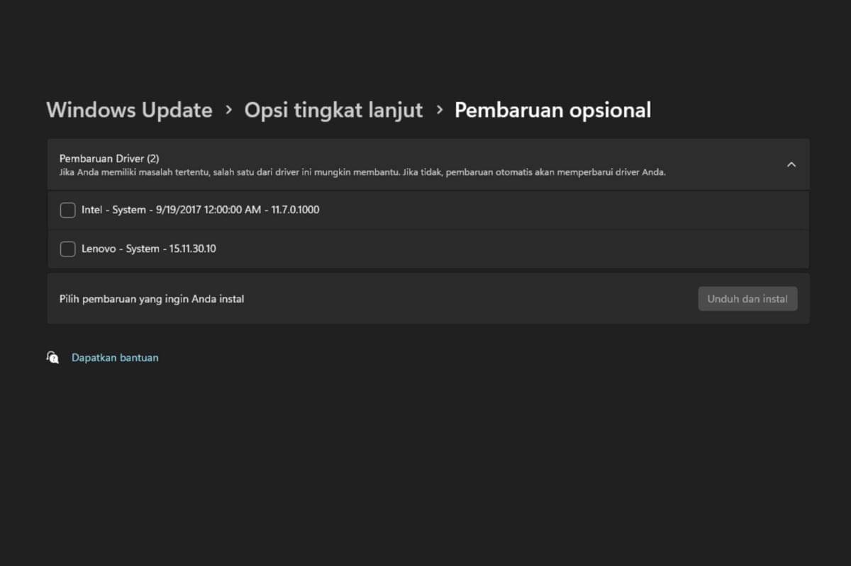 Perbarui driver laptop