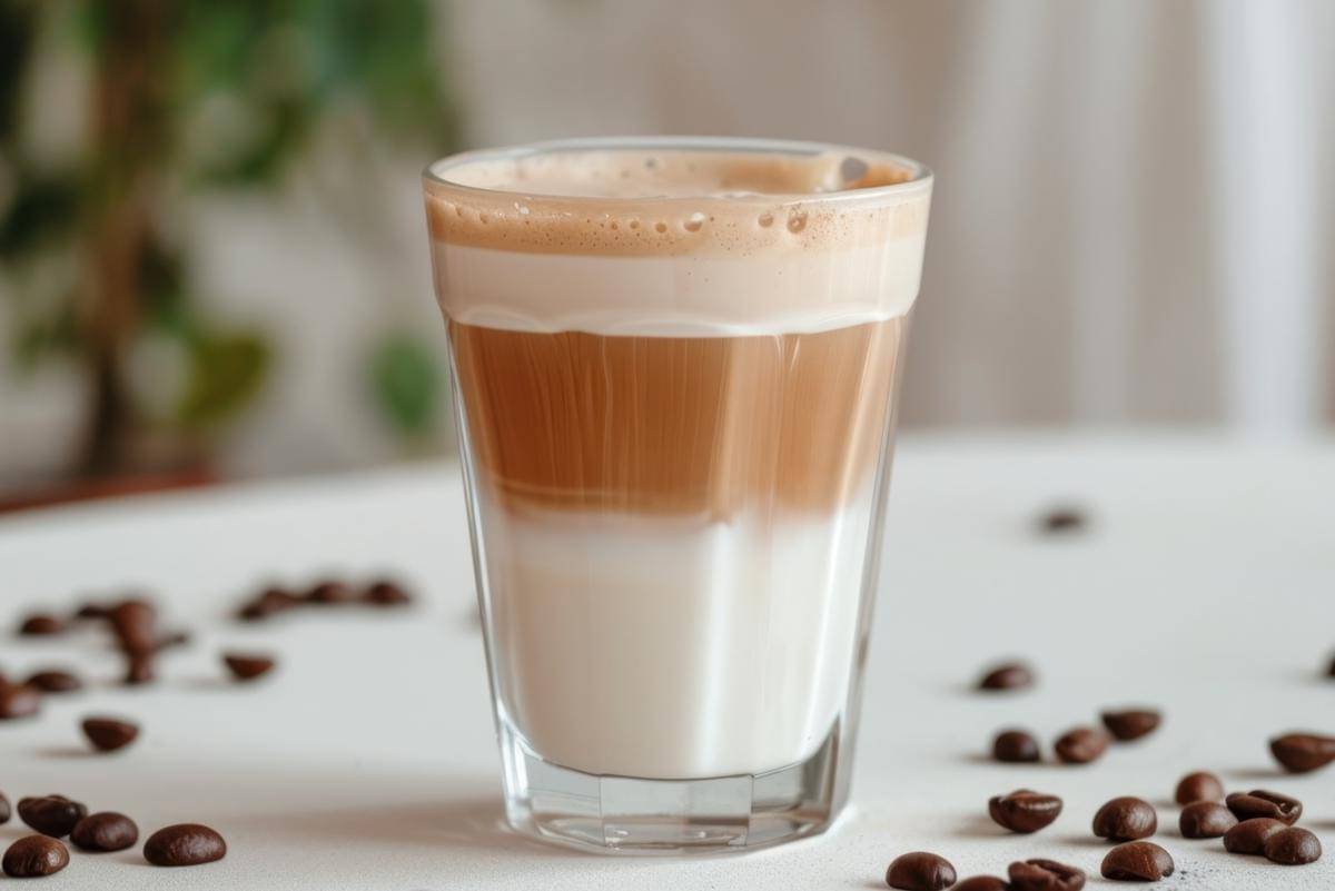 ilustrasi dirty latte gula aren 
