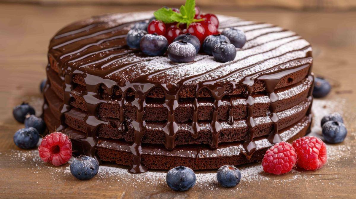 ilustrasi chocolate ganache cake