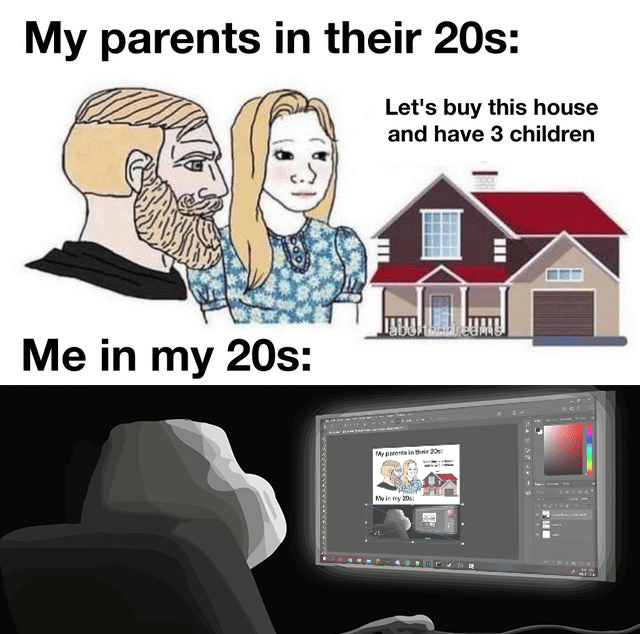 meme kartun kehidupan umur 20-an