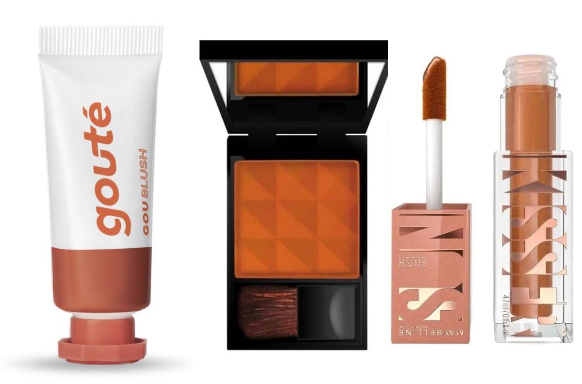Blush on warna coklat Goute, Viva, dan Maybelline