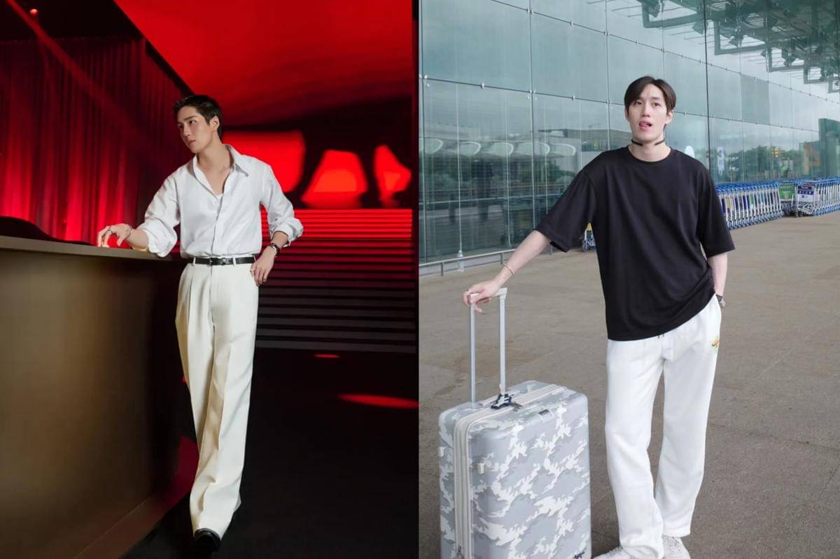 inspirasi styling white pants ala Lee Thanapob 