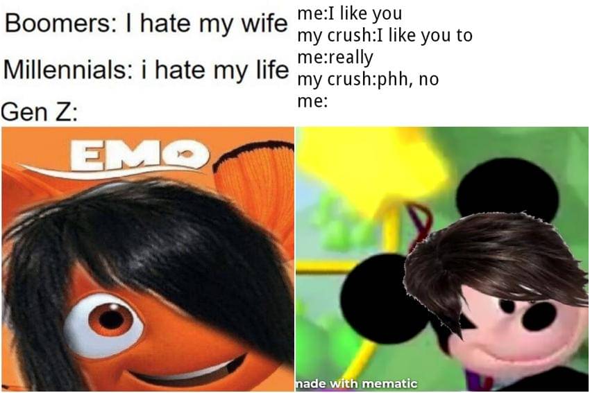 kolase meme kartun tentang anak emo