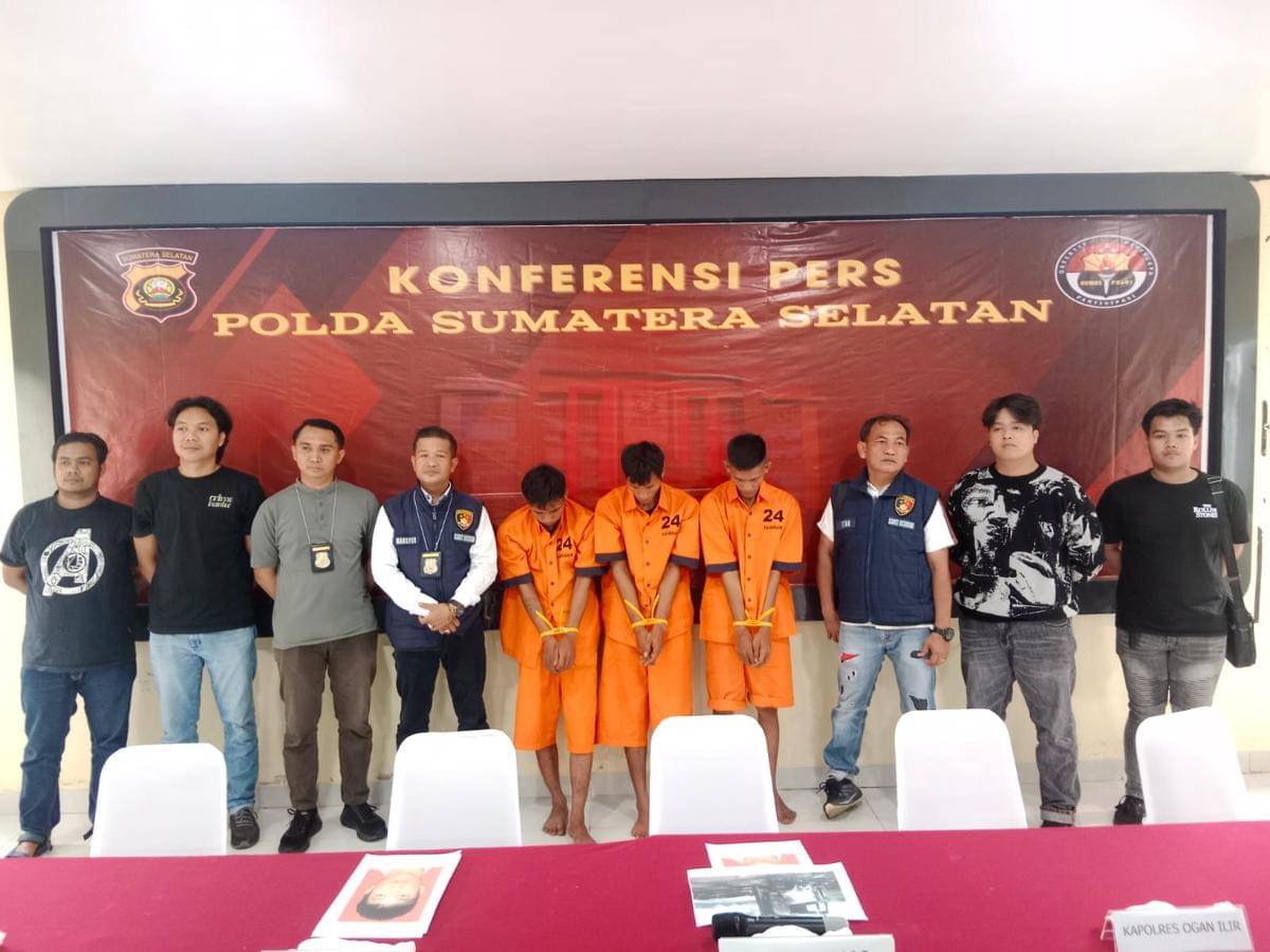 Tiga pelaku pembunuhan ditangkap tim gabungan Polda Sumsel dan Polres Ogan Ilir (Dok: Polda Sumsel)