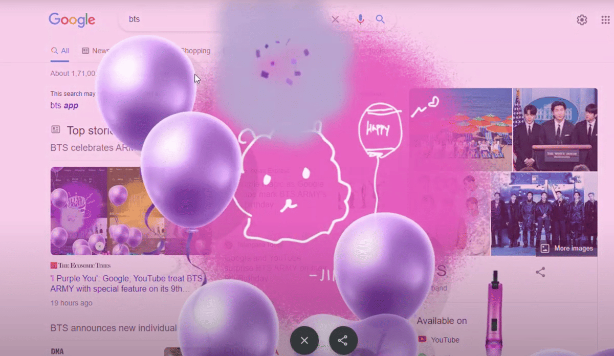 easter egg BTS di Google (google.com)