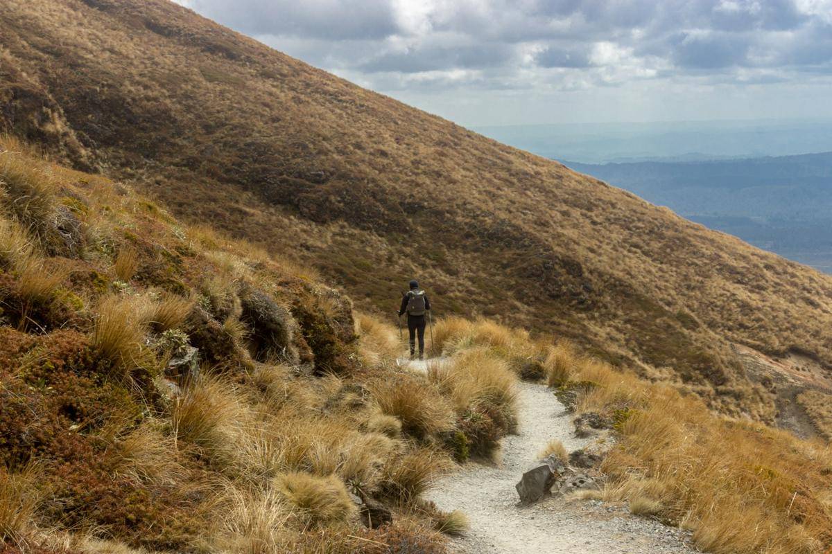 Potret jalur Tongariro Alpine Crossing, Selandia Baru
