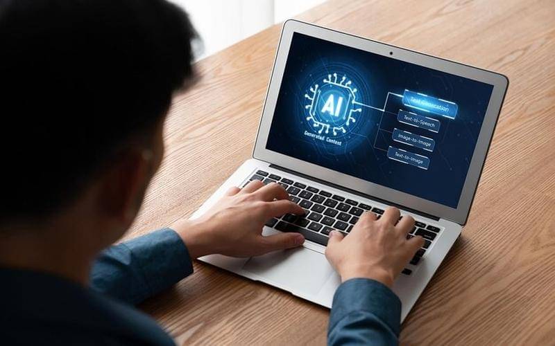 ilustrasi seseorang bekerja sebagai AI Content Creator