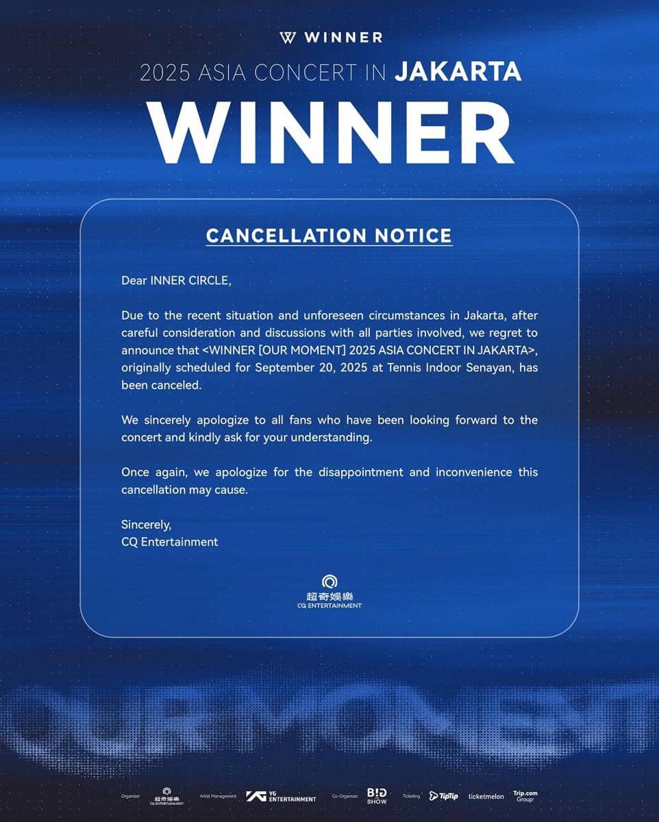 pernyataan batalnya konser WINNER di Indonesia