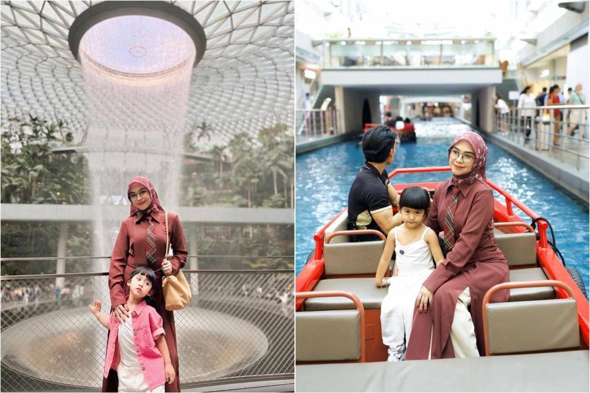 Ria Ricis dan Moana main di Changi Airport