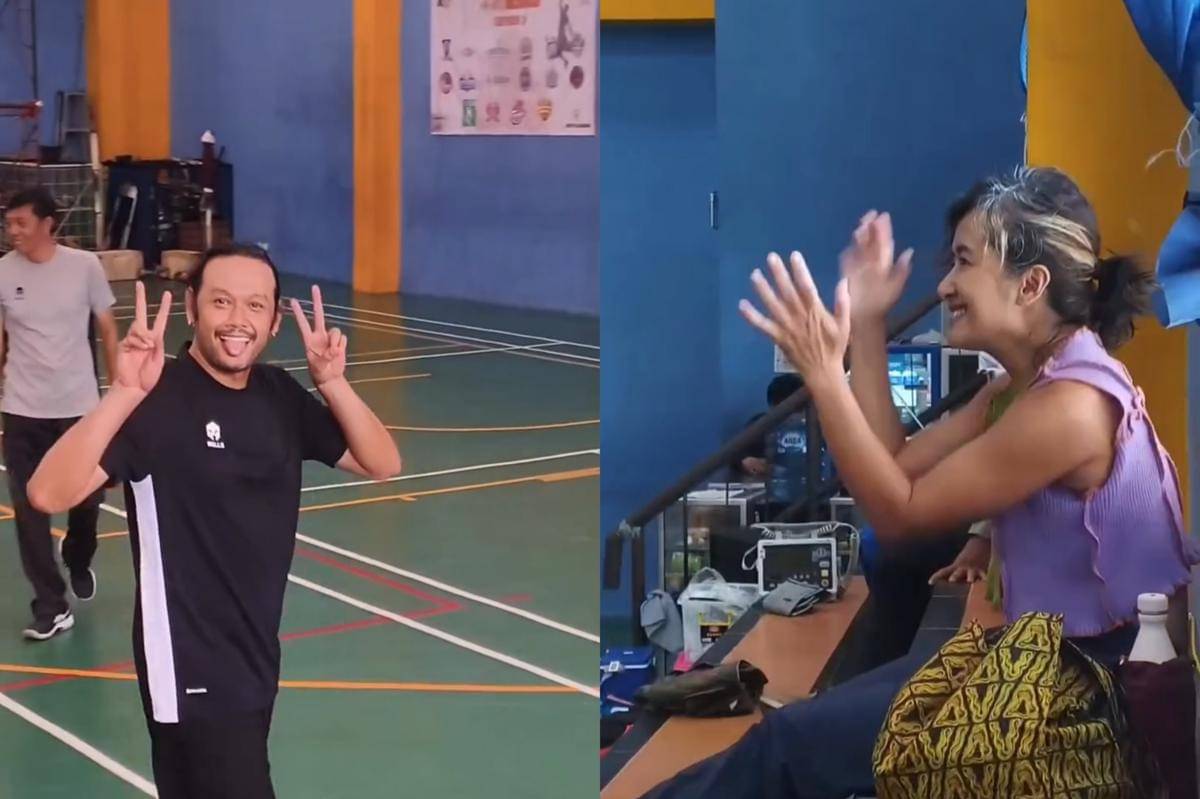 Widi Mulia temani Dwi Sasono latihan voli