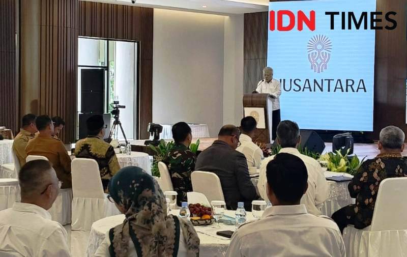 Kepala OIKN, Basuki Hadimuljono saat berikan sambutan di penandatanganan BAP Batas IKN dan BAP kerja sama pendidikan 