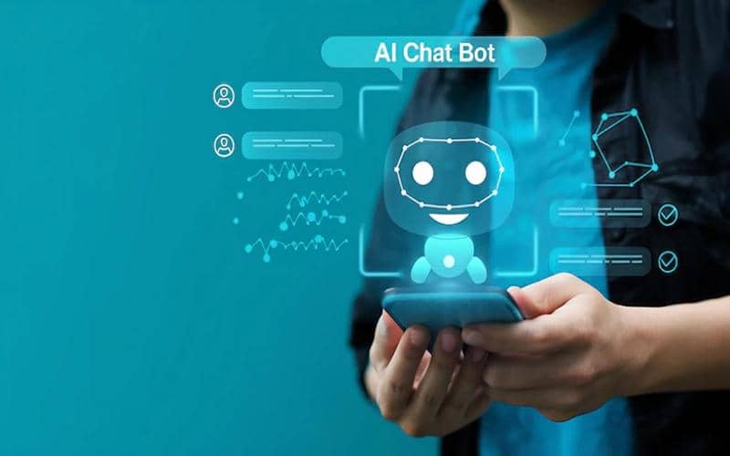 Ilustrasi chatbot AI di smartphone.