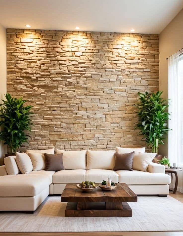 inspirasi desain dinding tekstur batu alam