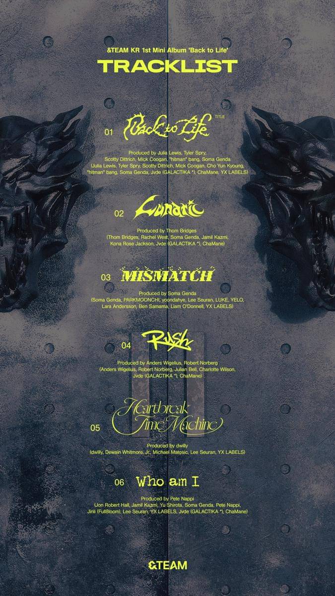 poster tracklist album Back to Life dari &TEAM
