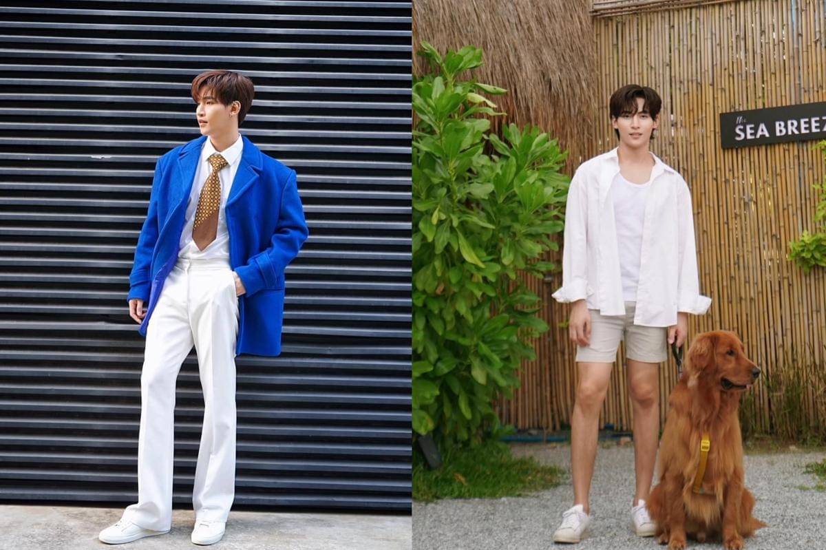 inspirasi styling kemeja putih ala Ohm Thitiwat