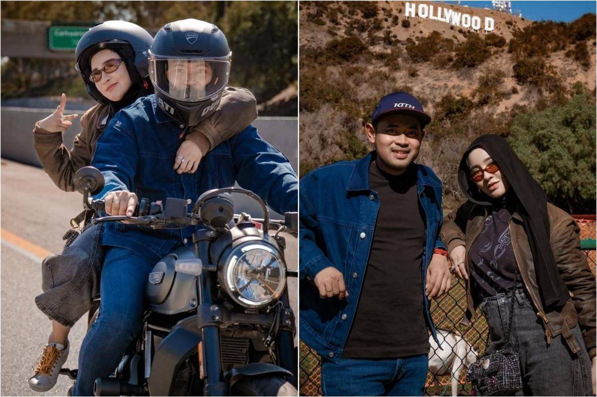 Shandy Purnamasari dan suami jalan-jalan di LA