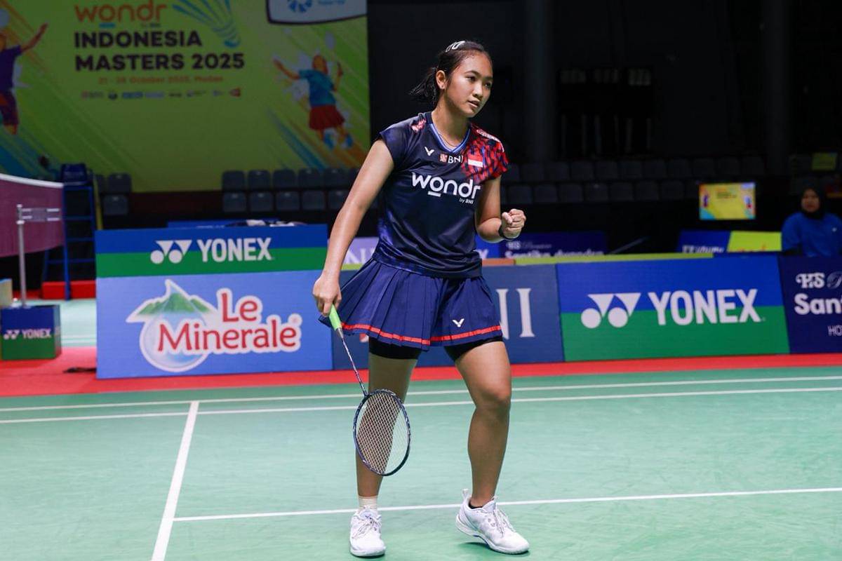 Tunggal putri Indonesia Kavitha saat beraksi di Indonesia Masters 2025 (dok.PBSI)