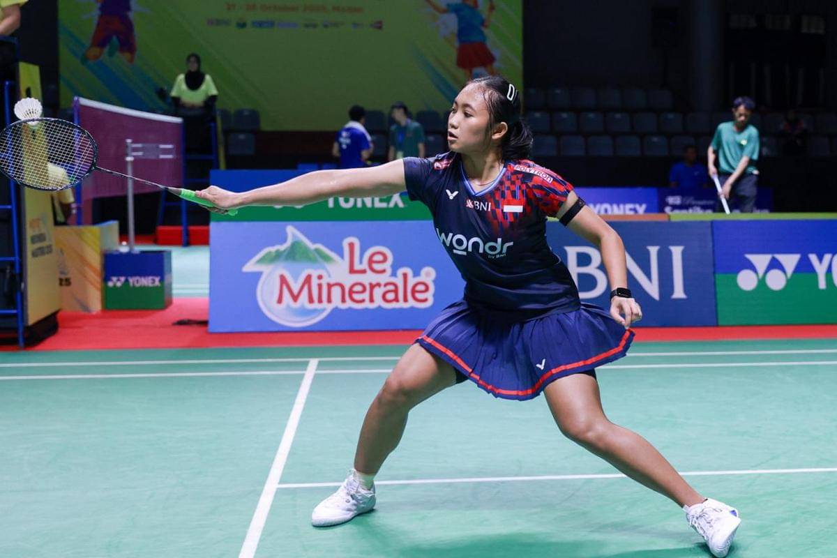 Tunggal putri Indonesia Kavitha saat beraksi di Indonesia Masters 2025 (dok.PBSI)