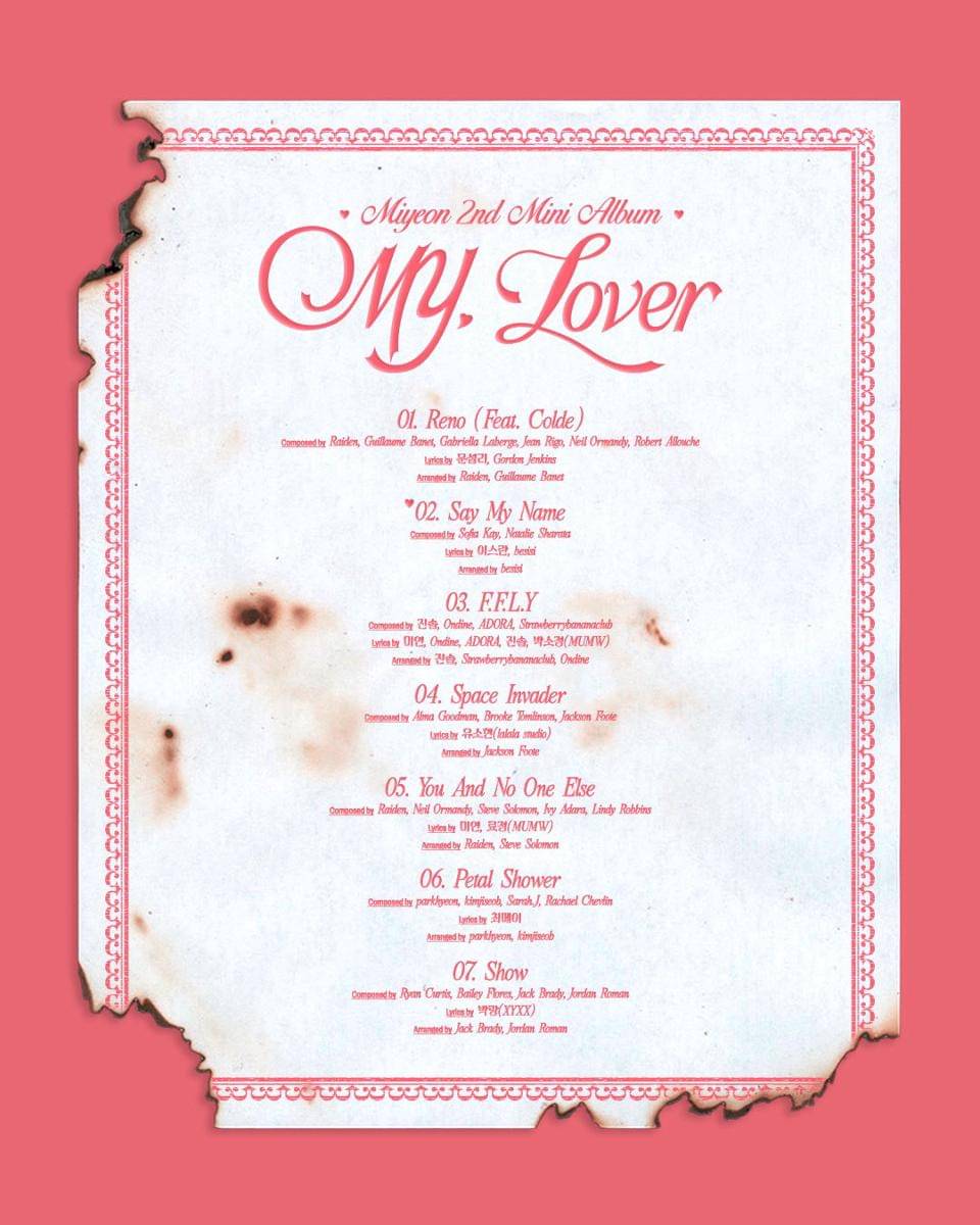 poster tracklist album MY, Lover dari Miyeon i-dle