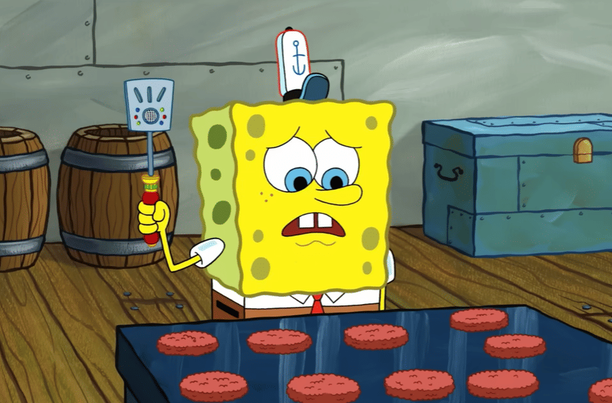 cuplikan memasak Krabby Patty