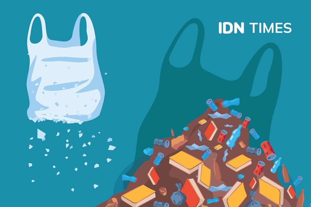 Ilustrasi sampah plastik dan mikroplastik di laut.
