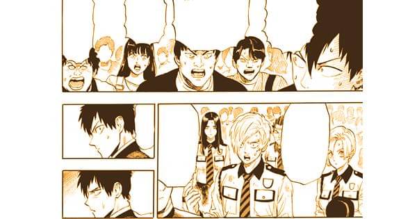 Blue Fire mendengar perbedaan pendapat para warga sipil - One Punch Man