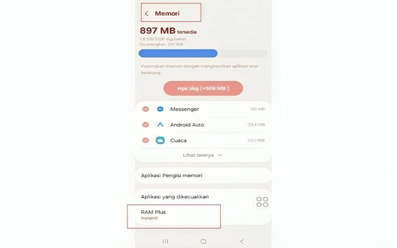 cara aktifkan fitur RAM Plus di HP Samsung Galaxy