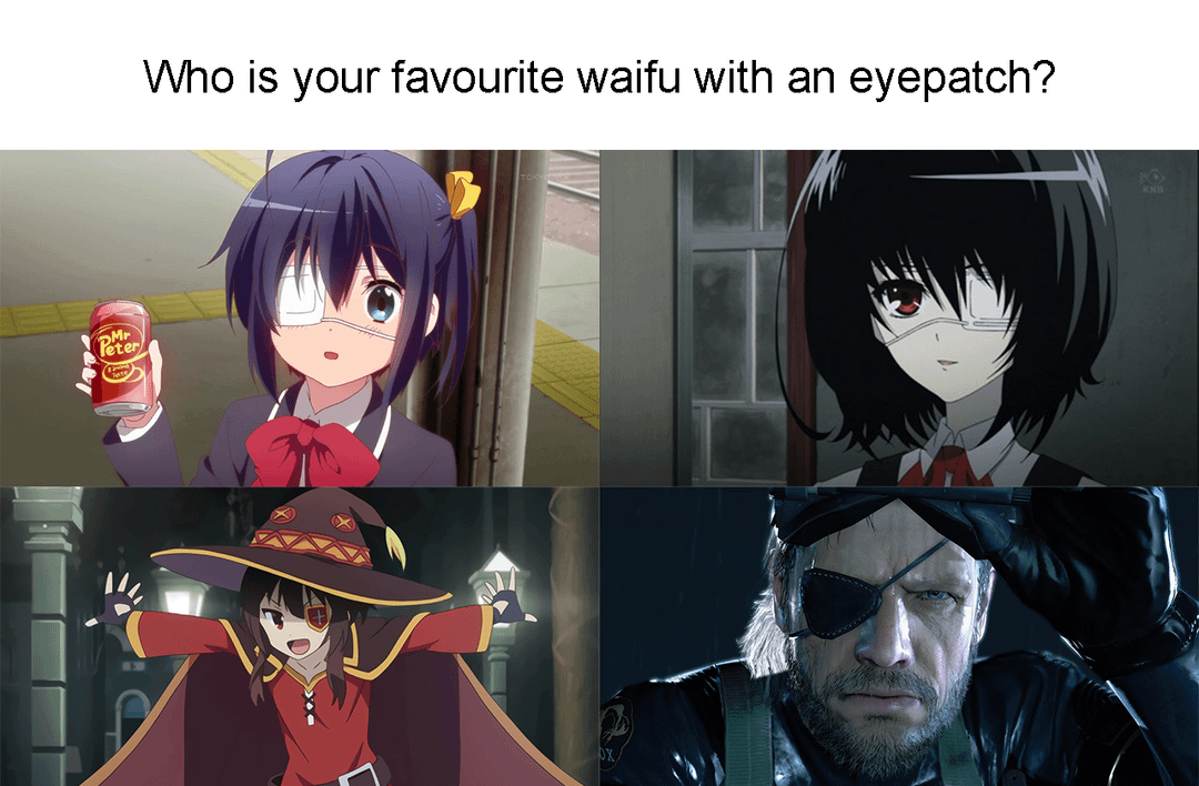 meme karakter anime dengan penutup mata