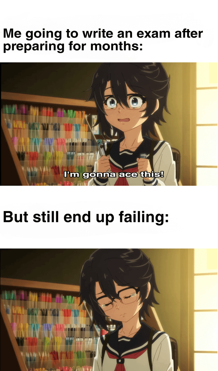 meme anime tentang ujian akhir