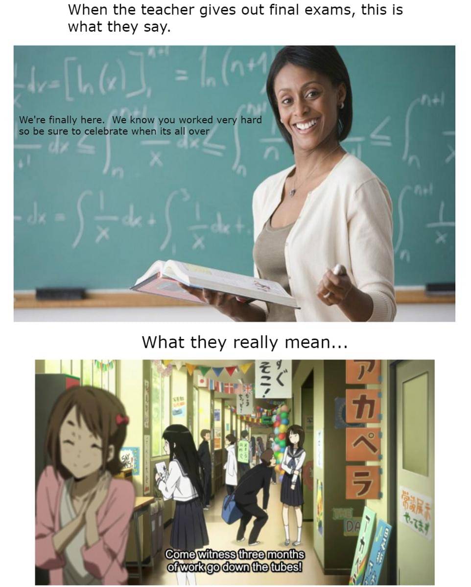 meme anime tentang ujian akhir