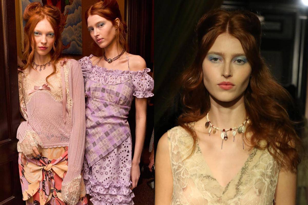 Para model mengenakan koleksi Anna Sui di New York Fashion Week SS 2026