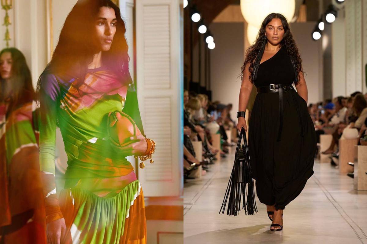 Potret para model membawakan koleksi Ulla Johnson (kiri) dan Michael Kors (kanan) di New York Fashion Week S/S 2026.