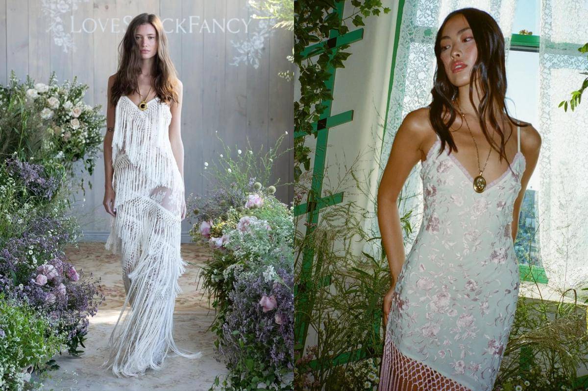 Potret para model membawakan koleksi LoveShackFancy di New York Fashion Week S/S 2026.