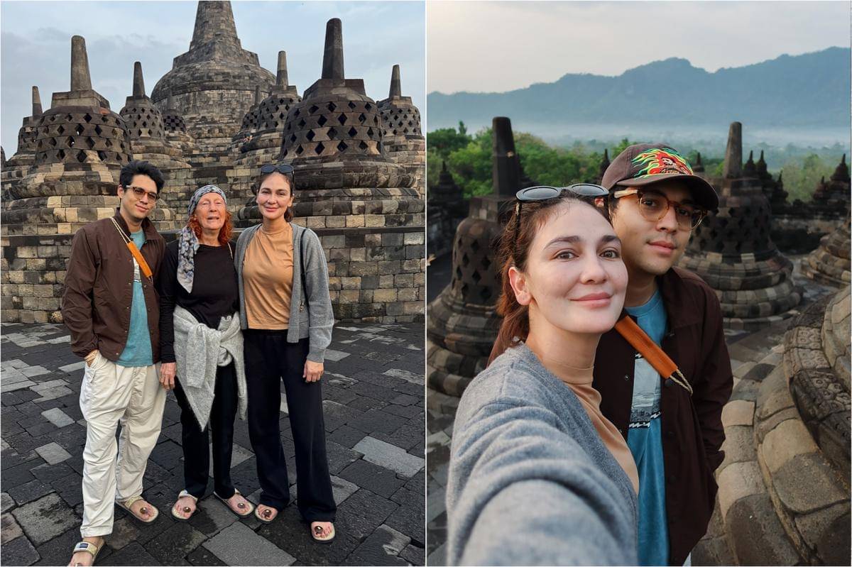 keluarga Luna Maya ke Candi Borobudur
