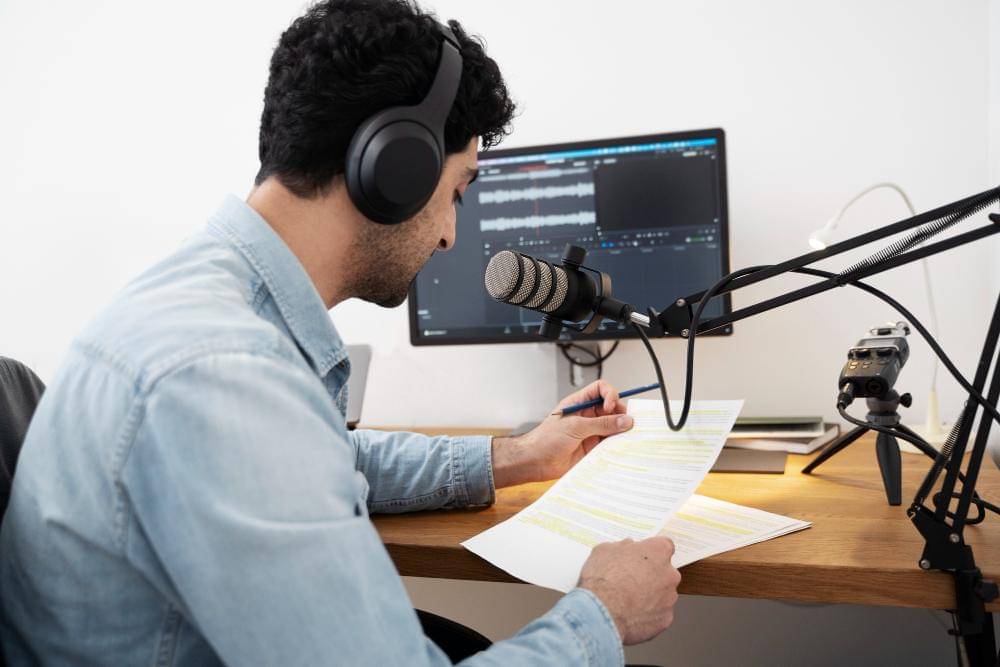 membaca naskah voice over