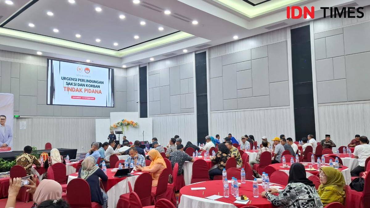 Sosialisasi Urgensi Perlindungan Saksi dan Korban Tindak Pidana di Hotel Swiss Belinn Panakkukang JI. Boulevard, Makassar, Jum'at (24/10/2025). IDN Times/Darsil Yahya