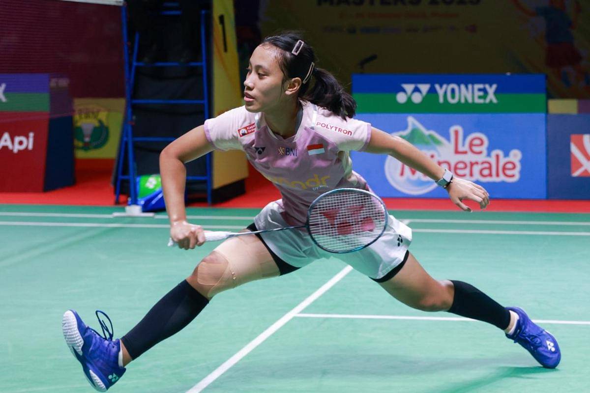Mutiara Ayu saat beraksi di semi final Indonesia Masters 2025 di GOR PBSI Sumut, Sabtu (25/10/2025) (dok.PBSI)
