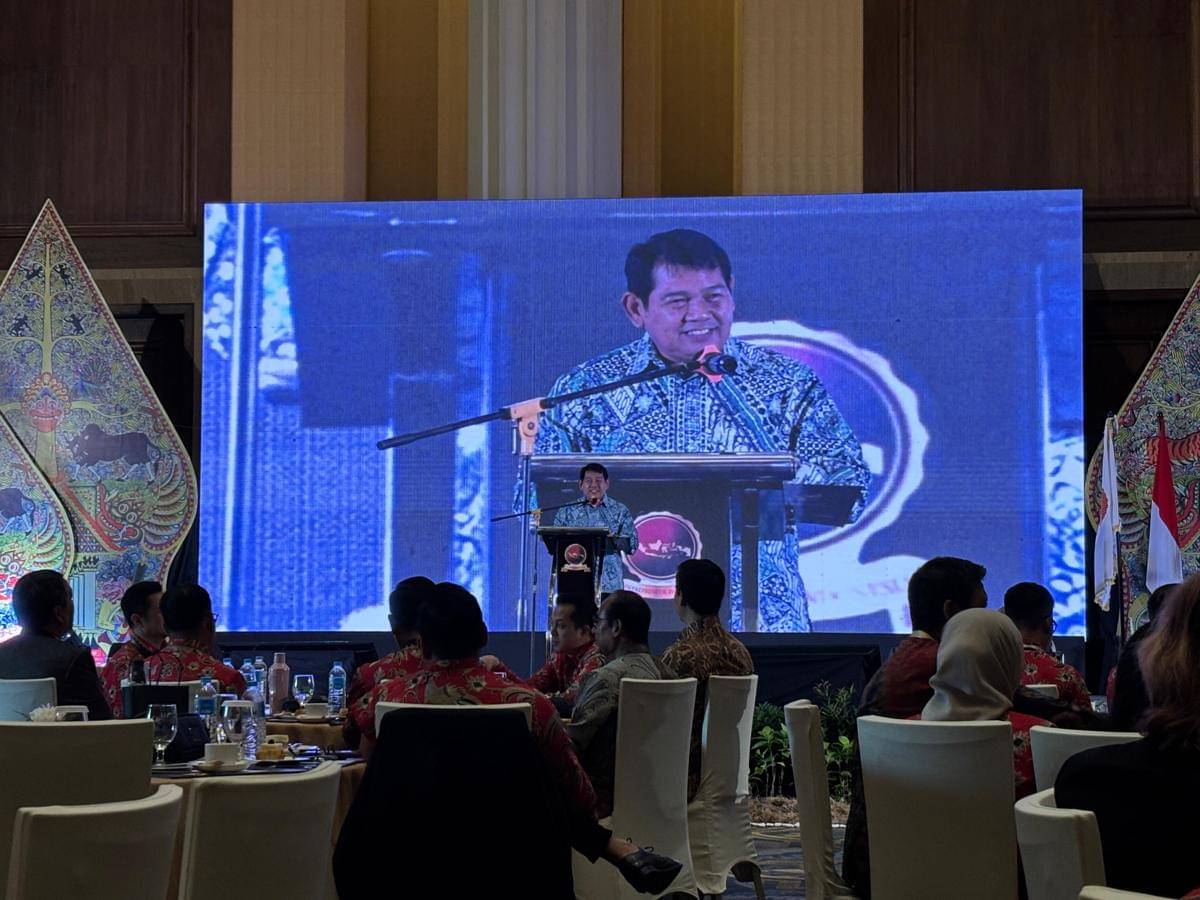 Staf Ahli Gubernur Bidang Hukum, Pemerintahan dan Politik, Sukamto saat Rakernas Kamar Entrepreneur Indonesia (KEIND) IV di Hotel Tentrem Yogyakarta, Sabtu (25/10/2025). (IDN Times/Herlambang Jati Kusumo)