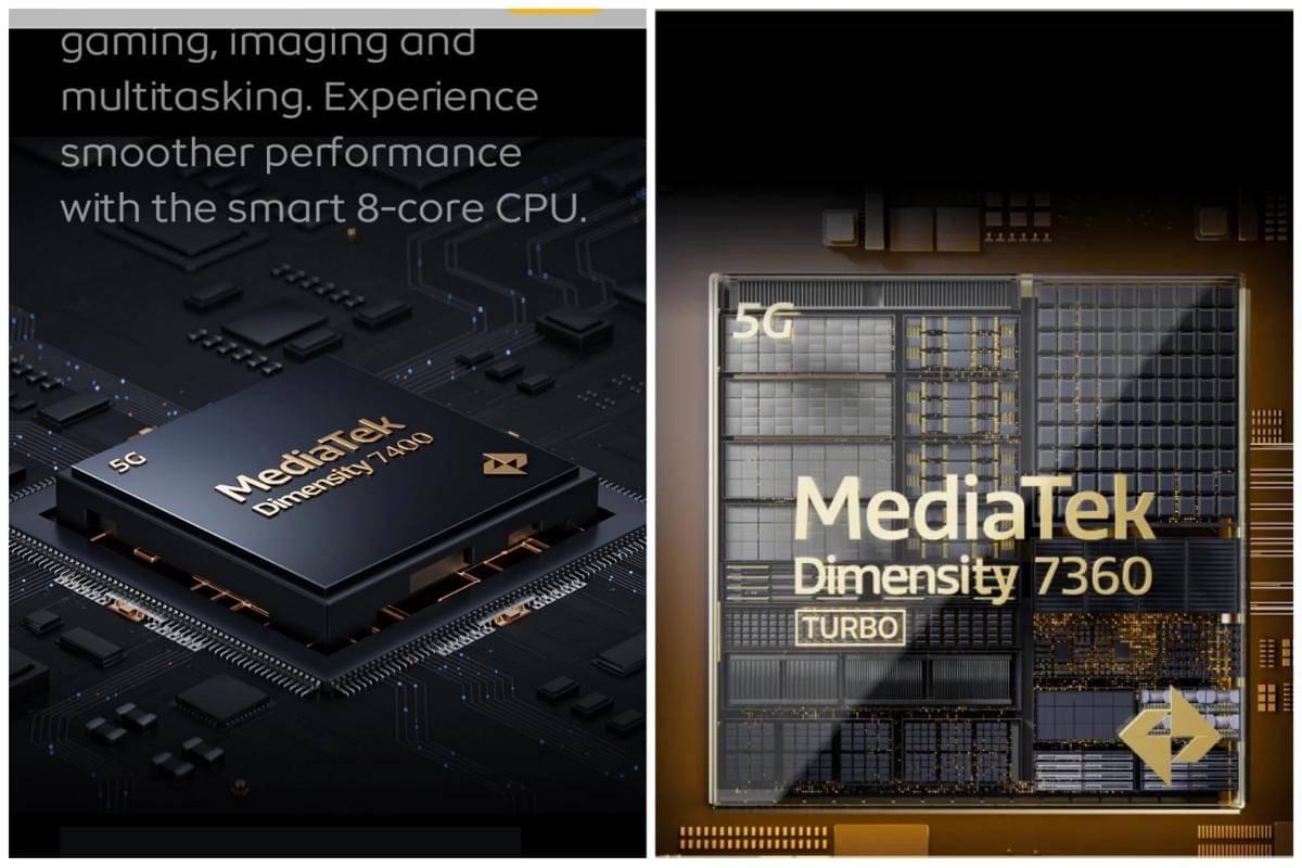 ilustrasi prosesor MediaTek Dimensity 7400 (kiri) dan MediaTek Dimensity 7360 Turbo (kanan)