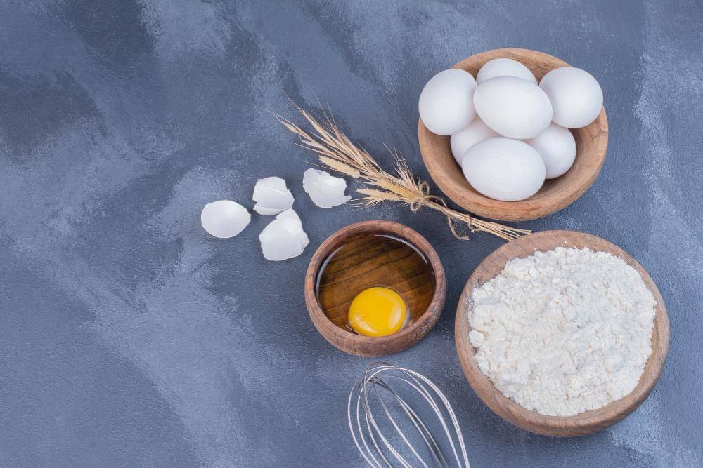 ilustrasi bahan membuat bolu marmer kukus cokelat meses