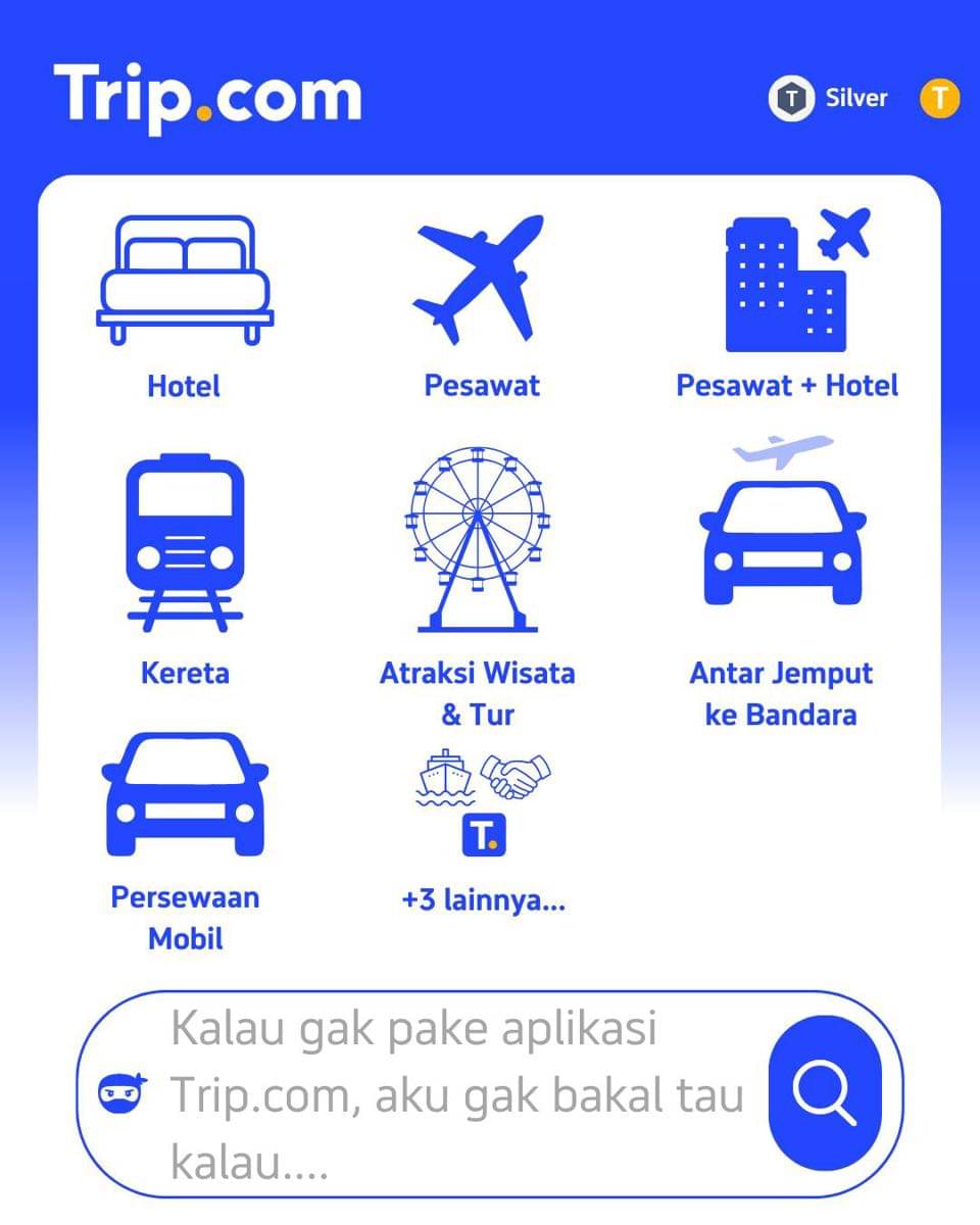 pilihan menu di Trip.com